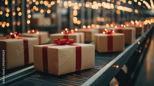 Wallpaper Mural Holiday Gifts on a Conveyor Belt. Torontodigital.ca