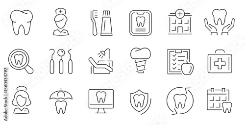 Dental icon set. Medicine. Dental icon collection. Medicine outline icon set. Vector illustration.