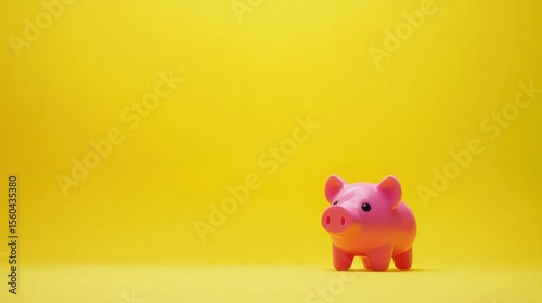 Wallpaper Mural Pink Piggy Bank on Yellow Background. Torontodigital.ca