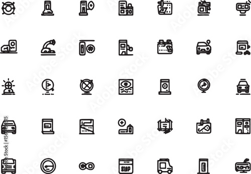 Transportation Icons Line Art Vector Graphics Pack