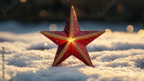 Wallpaper Mural A Festive Red Star in Winter Snow. Torontodigital.ca