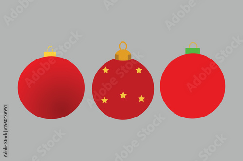 red Christmas balls set vector design  