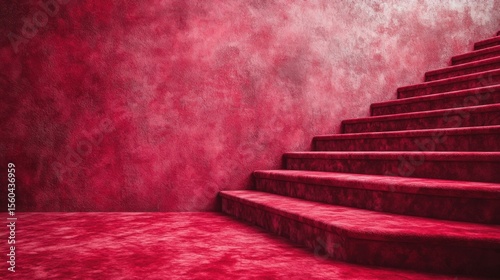 Wallpaper Mural Crimson Carpet Staircase Against Textured Wall. Torontodigital.ca