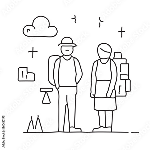 Cartoon vector illustration of  traveller couple