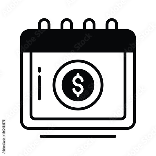 Trendy glyph icon of monthly payment plan calendar