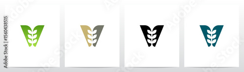 Sprout Plant In The Middle Of Letter Initial Logo Design V