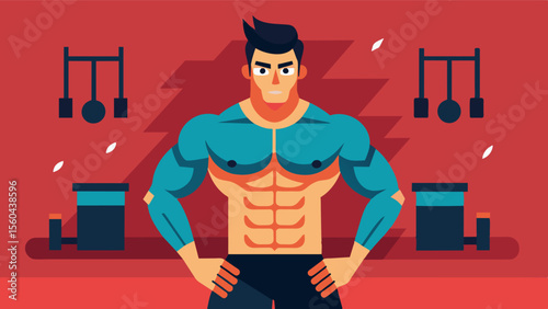 A gym where the only bodies that are celebrated and praised are those with sixpack abs and perfectly sculpted muscles.. Vector illustration