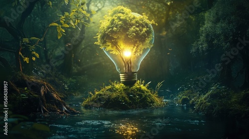 Wallpaper Mural Natures Lightbulb A Glowing Forest Scene. Torontodigital.ca