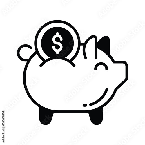 Check out this glyph icon showing piggy bank saving coins