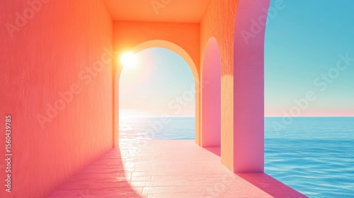 Wallpaper Mural Sunset Ocean View Through Coral Arches. Torontodigital.ca