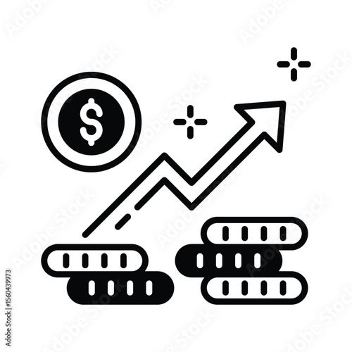 A captivating glyph icon of business profit rise