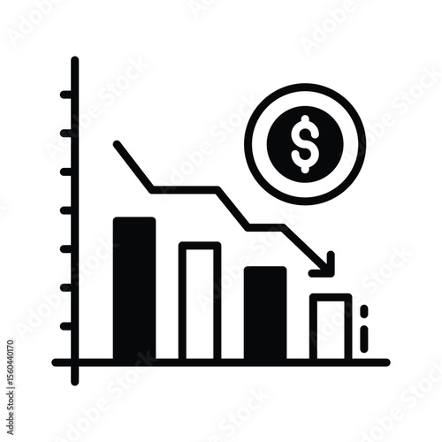 A premium glyph icon of economic recession trend