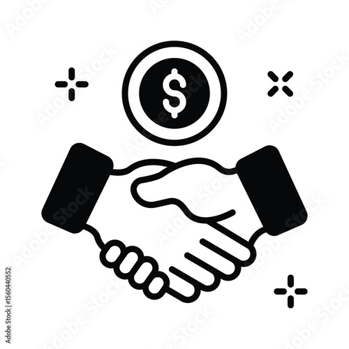 Grab this glyph icon of deal with handshake agreement