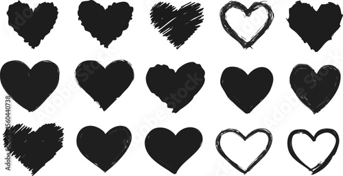 Grungy Black Heart Shapes