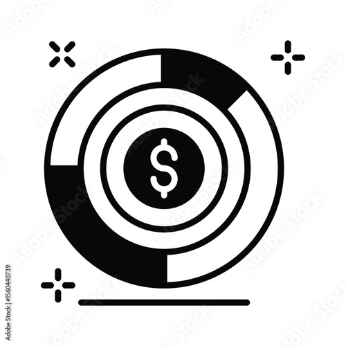 Well designed glyph icon of fluctuating market shares