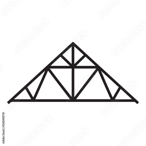 Roof metal trusses constructions. Set of roofing steel frames. Vector black silhouette. with white background