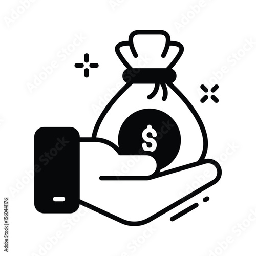 A customizable glyph icon of money investment offer