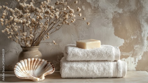 Wallpaper Mural Spalike bathroom setting with towels and soap. Torontodigital.ca
