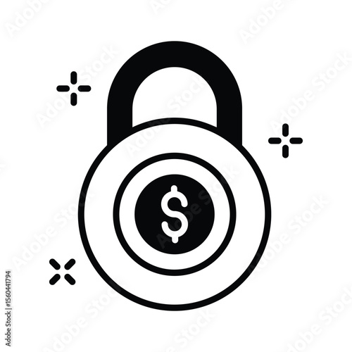 Well designed glyph icon of financial security system