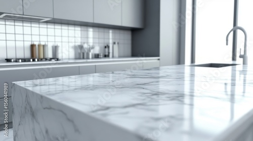 Wallpaper Mural Sleek Modern Kitchen Island with Marble Top. Torontodigital.ca