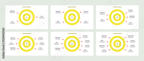 Business infographic template. Target charts with options, steps. Vector chart.