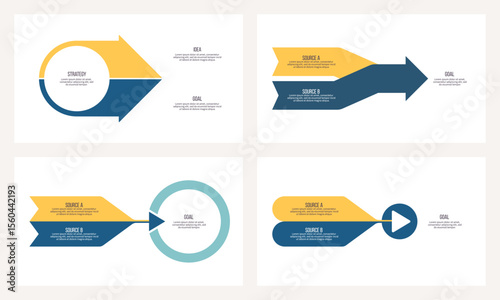 Business infographic template. Arrow chart with two options, steps. Vector chart.