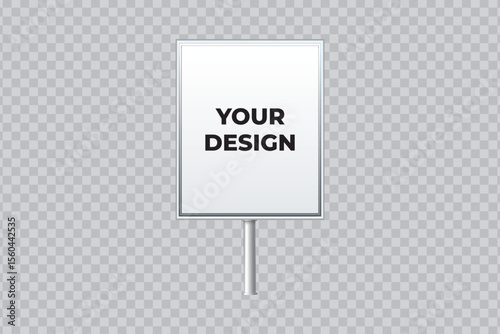 Simple vertical blank sign mockup on stick with placeholder text. Ideal for advertising, label design, and presentation mockups.