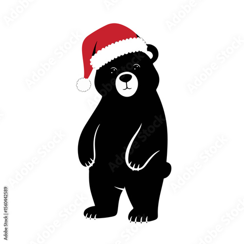 Premium Vector Collection of Festive Santa Hat and scarf Bear Silhouette Icons for Holiday Design Projects