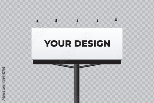 Horizontal billboard sign mockup with design placeholder. Great for advertising, urban branding, and signage previews.