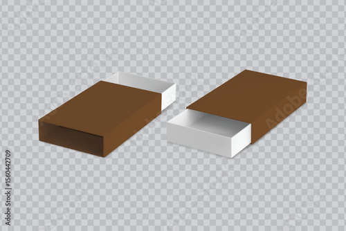 Minimalist sliding drawer box mockup in brown and white. Ideal for branding presentations and packaging visuals.