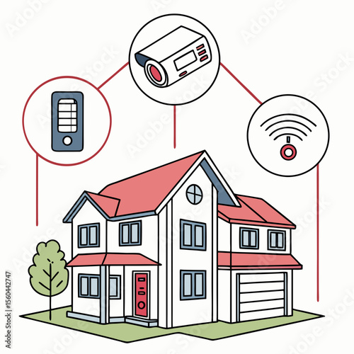 Modern smart home security system with wireless technology and remote control