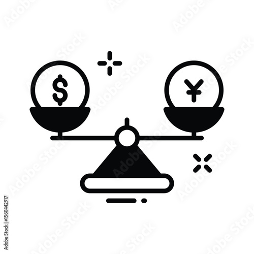 Easy to edit glyph icon of money comparison scale