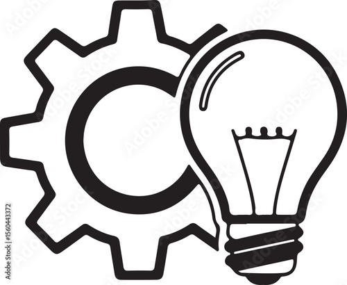 Innovative Ideas Gears and Lightbulb Synergy for Creative Solutions