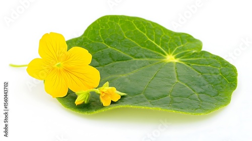 Yellow flower with green leaves