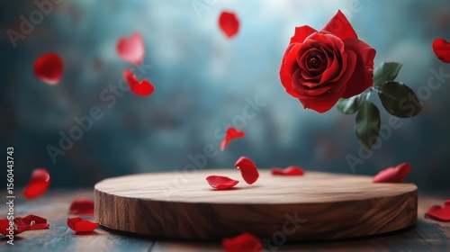 Wallpaper Mural A single red rose and falling petals. Torontodigital.ca
