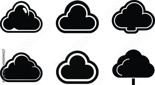 Vector set of people cloud computing icons