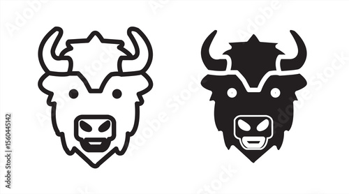 buffalo minimalist line art logo icon, white background, eps 10, vector illustrator