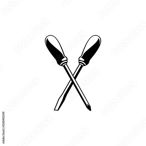 two crossed screwdrivers on a white background