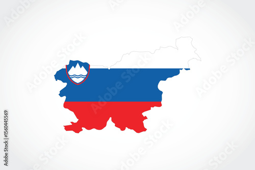 Vector graphic artwork suitable for print and web containing flat detailed map of SLOVENIA