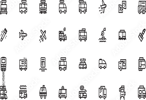 Travel Icons Transportation, Vacation, Journey