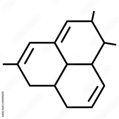Chemical compound molecular formula hexagonal ring structure science element organic chemistry icon vector illustration line art symbol biology.