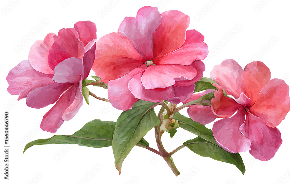 Obraz premium Impatiens flower, transparent background PNG clipart cutout