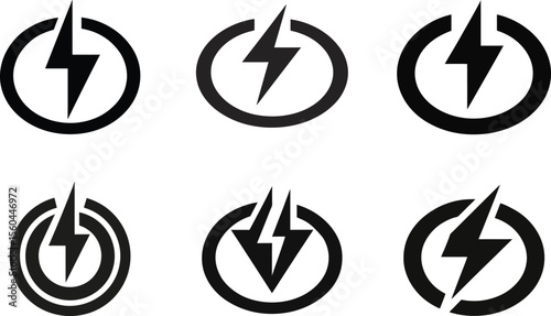 Power Sign Silhouette Vector Icon Set