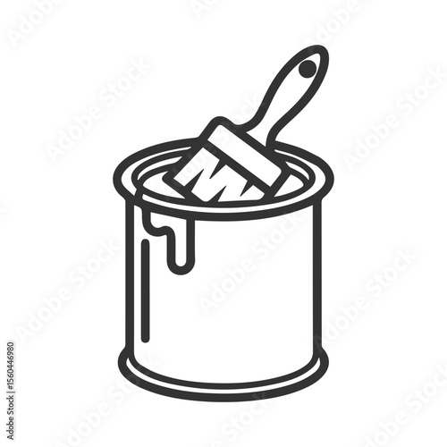 Paint can with brush dripping paint icon for home improvement and renovation projects