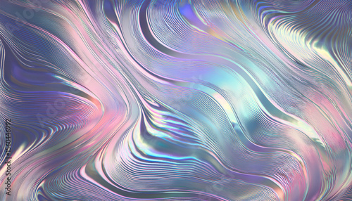 seamless iridescent silver abstract wavy marble or tiger stripe background texture trendy holographic metallic mirror foil pastel prism light effect retro 80s vaporwave mirror foil 3d rendering