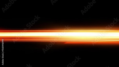 Dynamic orange light streaks over black background, abstract motion graphic element