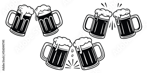 Beer Silhouette on White Background – Vector Style Drink Design for Posters & Prints