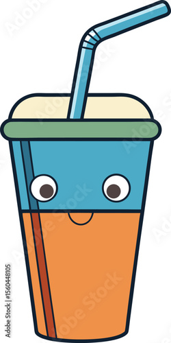 Soft drink flat vector illustration on transparent background