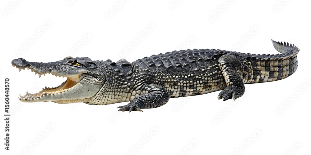 Fototapeta premium Crocodile open mouth scales isolated on a transparent background