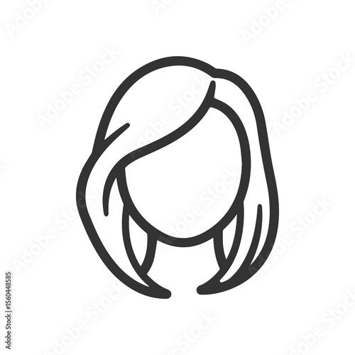 Simple outline graphic of a bob haircut on a white background